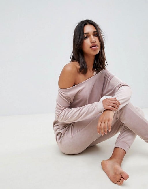 Lounge Velour Off-Shoulder Sweat and Jogger Set