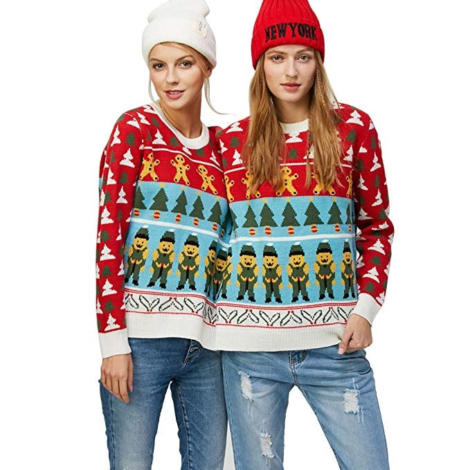Two-Person Knit Pullover Ugly Christmas Sweater
