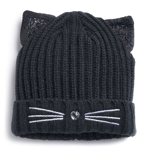 Women's SO Lace Cat Ear & Whisker Knit Beanie