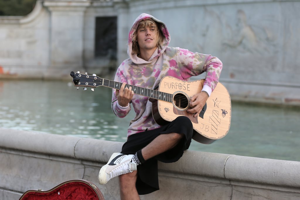 Justin Bieber Tie-Dye Sweatshirt Singing in London