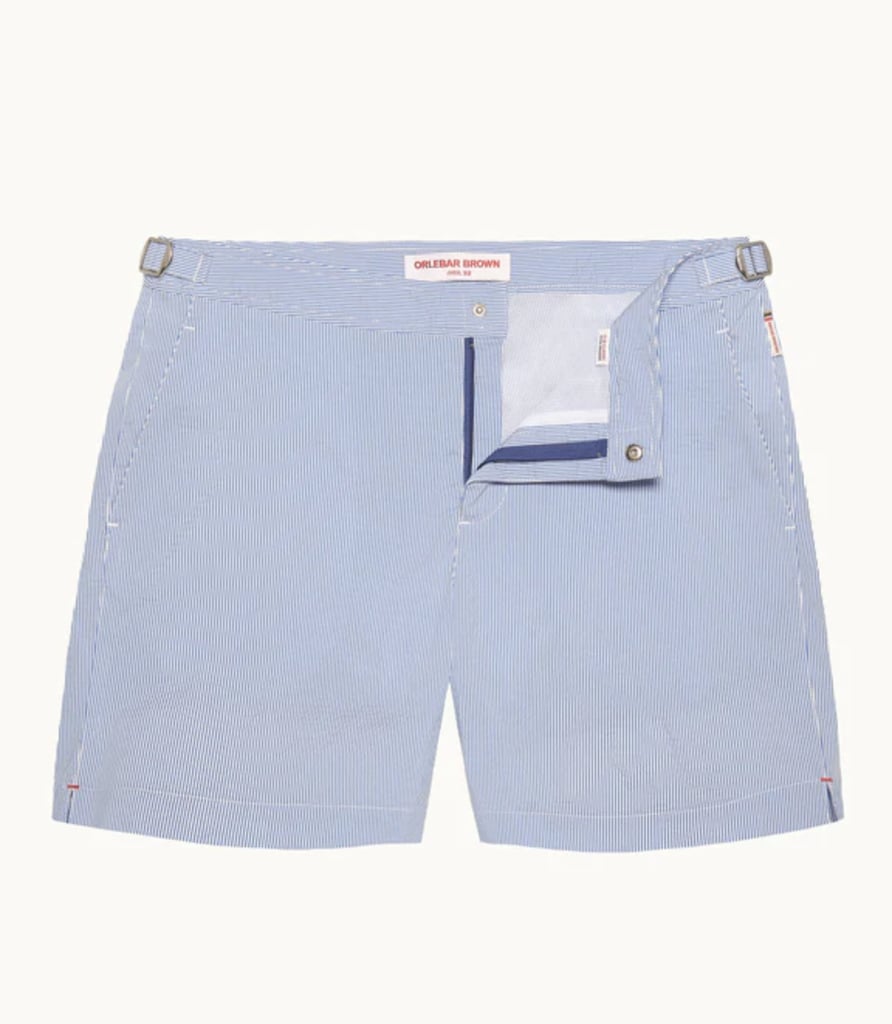 Orlebar Brown Bulldog Mid-Length Classic Stripe Swim Shorts in Catalina Blue