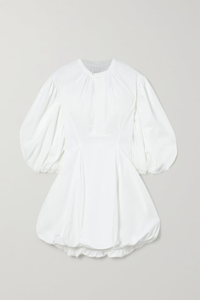 Bassike White Gathered Cotton-Poplin Mini Dress