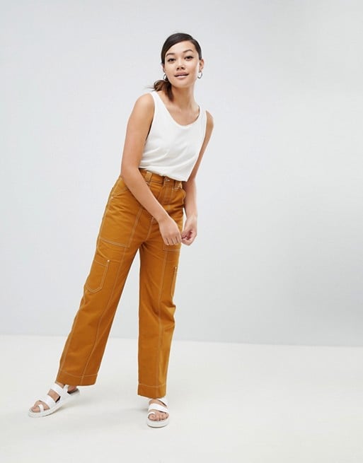 Weekday wide leg cargo pant with hammer loop detail