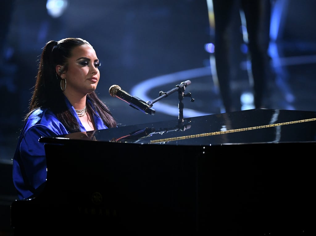 Demi Lovato Purple Suit at Billboard Music Awards 2020