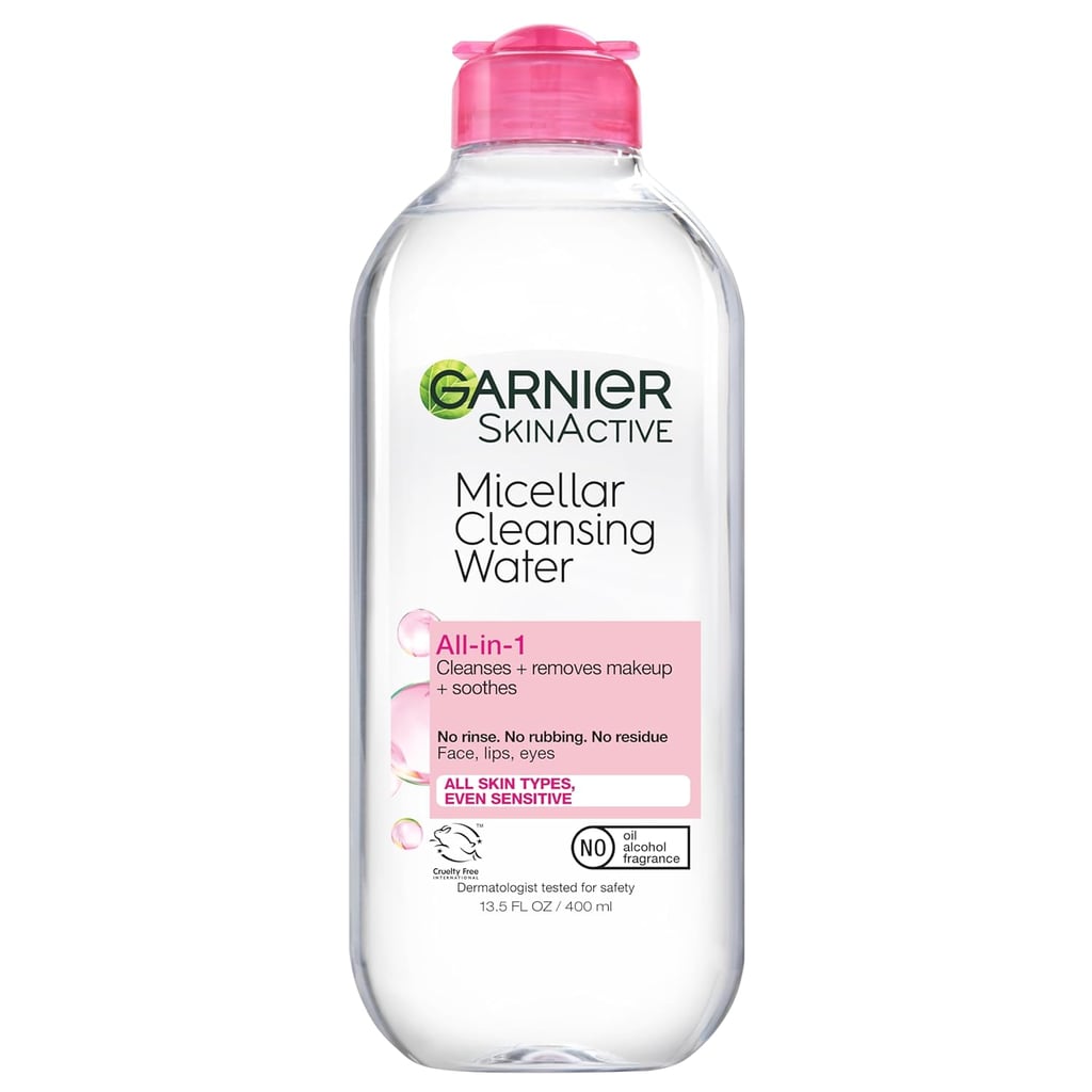 Garnier Micellar Cleansing Water ($8, originally $12)
The perfect cleansing water and makeup remover hybrid product exists, thanks to Garnier. This all-in-one cleanser is powered by micelle technology, which works like a magnet to gently cleanse and remove the toughest of makeup, dirt, and excess oil. The finished product? Glowy skin.