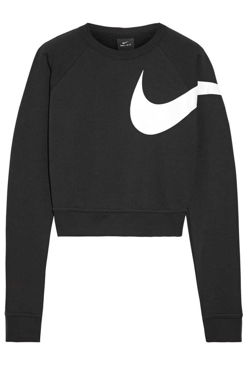 Nike Versa Dri-fit Cropped Printed Jersey Sweatshirt - Black