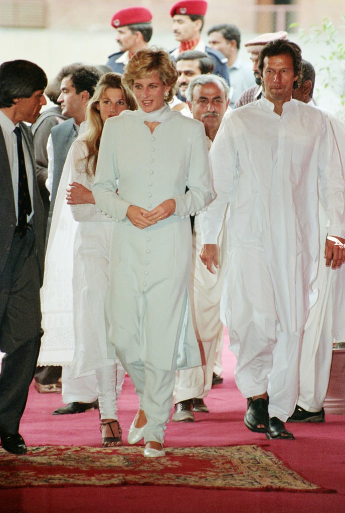 Princess Diana in a Blue Catherine Walker Dress in Pakistan, 1996