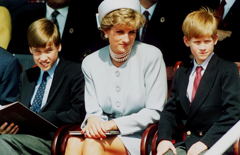 Princess Diana, Princess of Wales with her sons Prince William and Prince Harry in 1995
