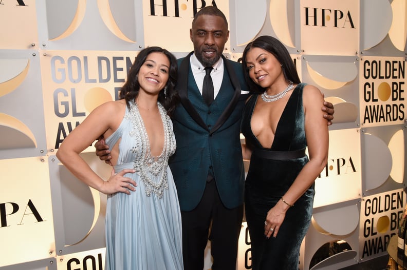 Gina Rodriguez, Idris Elba, and Taraji P. Henson at the Golden Globes 2019