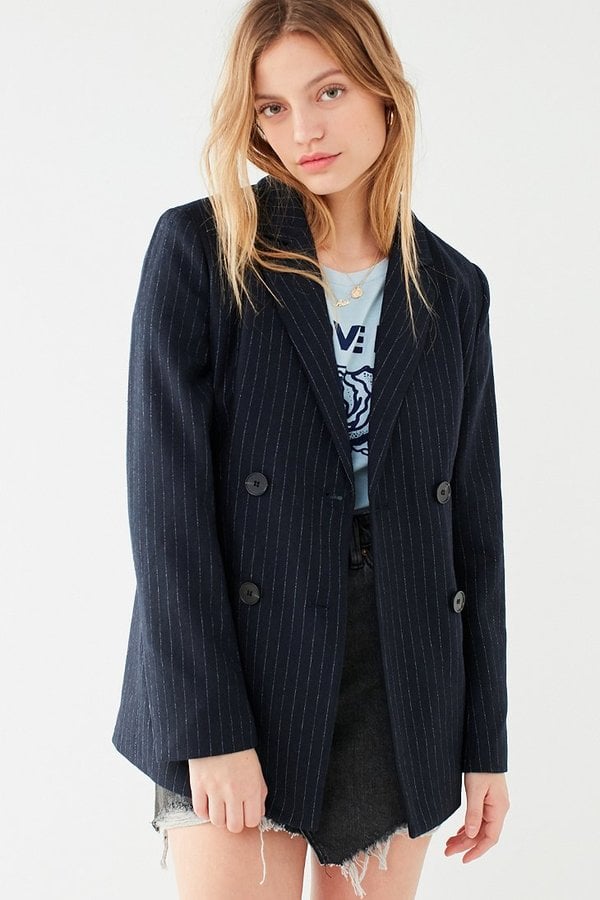 Pinstripe Double-Breasted Blazer