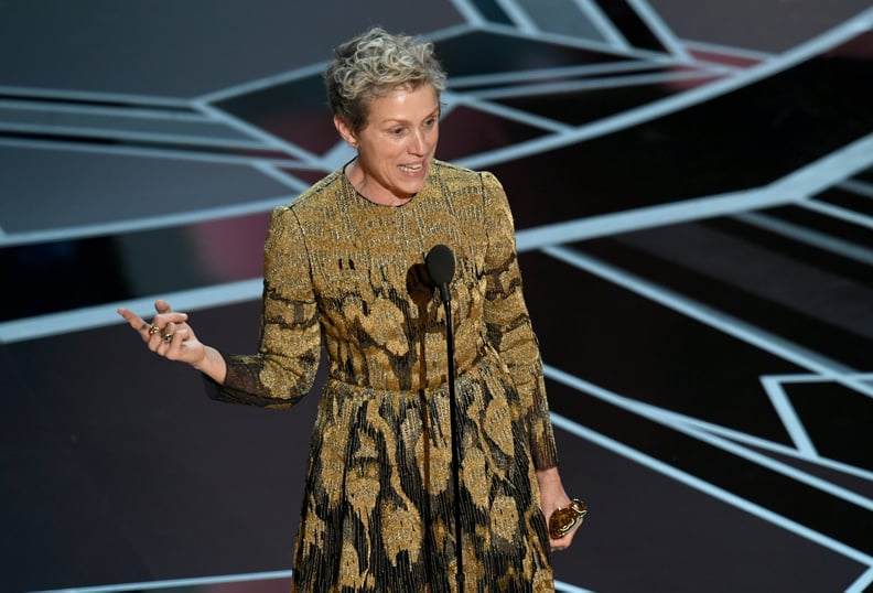 Frances McDormand Accepting an Oscar Wearing Zero Makeup