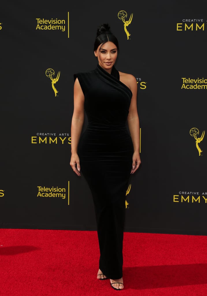 Kim Kardashian's Velvet Dress and Sandals at Creative Emmys