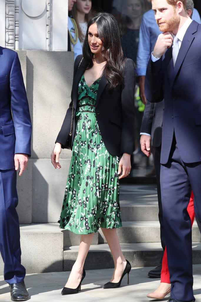 Meghan Markle Fall Outfit Idea: A Floral Dress and Blazer