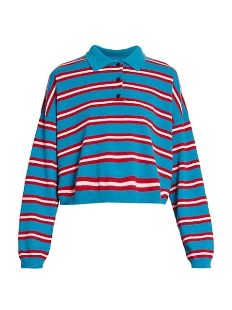 Loewe Striped Wool-Blend Cropped Polo Sweater
