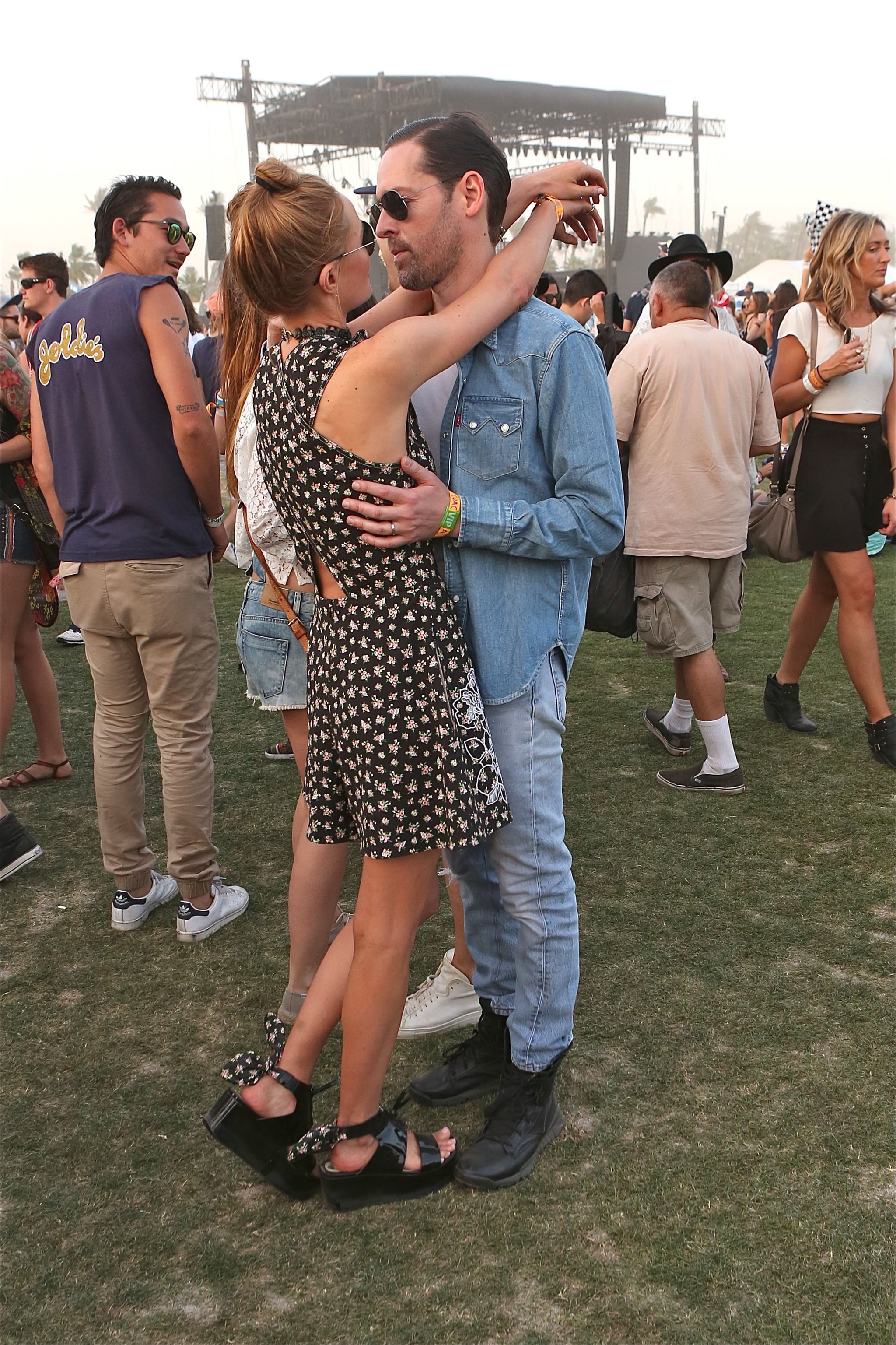 and husband Polish kissed. | Stars Come Out to Play in Coachella Valley | POPSUGAR Celebrity Photo 7