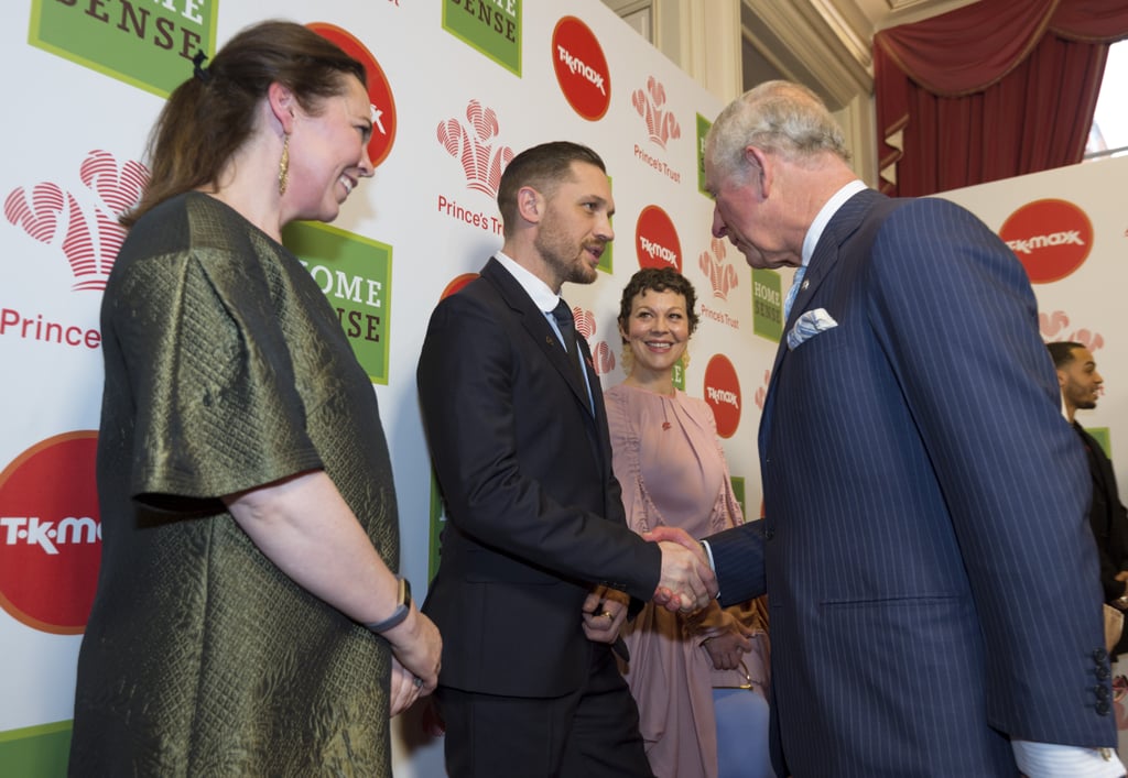 Tom with Olivia Colman, Helen McCrory, and Prince Charles.