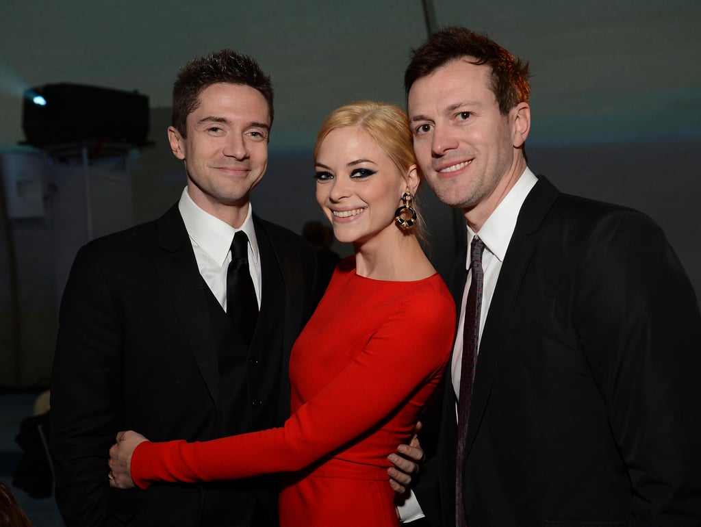 Topher Grace! Topher, seen here with Jaime and her husband, Kyle Newman, was named as James's godfather shortly after his birth in October 2013. Jaime announced her second pregnancy in February 2015 and soon gave the godmother title to . . . Topher Grace! Topher, seen here with Jaime and her husband, Kyle Newman, was named as James's godfather shortly after his birth in October 2013. Jaime announced her second pregnancy in February 2015 and soon gave the godmother title to . . .