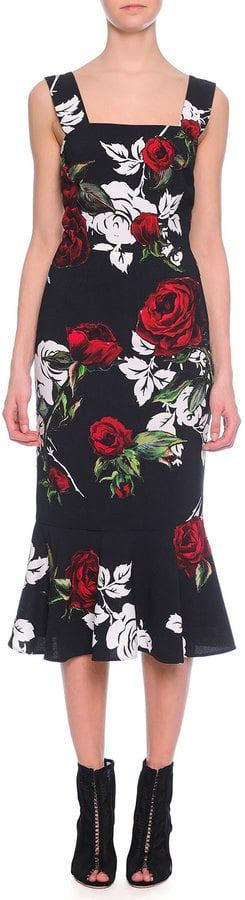 Dolce & Gabbana Square-Neck Rose-Print Flounce Dress ($2,945) | The Floral  Dress That's Hanging Pretty in Every Star's Closet | POPSUGAR Fashion Photo  16