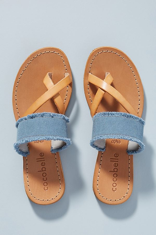 Cocobelle Frayed Denim Slide Sandals