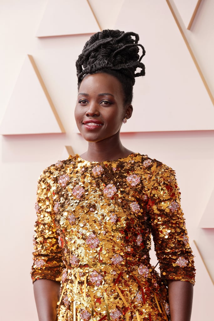 Lupita Nyong'o's Gold Fringe Prada Dress at the 2022 Oscars
