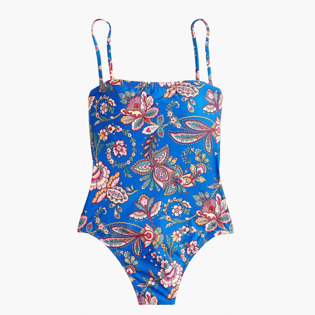 High-Leg Bandeau One-Piece in Blue Multi Floral