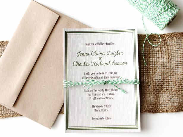 Rustic Wood-Grain Wedding Invitation