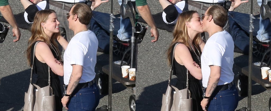 Johnny Depp and Amber Heard Kissing on the Set of Black Mass