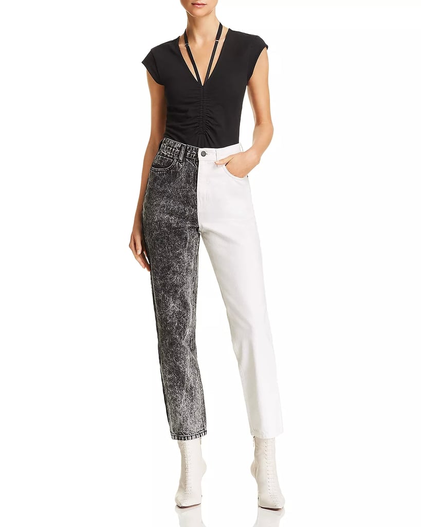 alexanderwang.t Bluff High-Waisted Classic Jeans in Marble Gray/Ivory