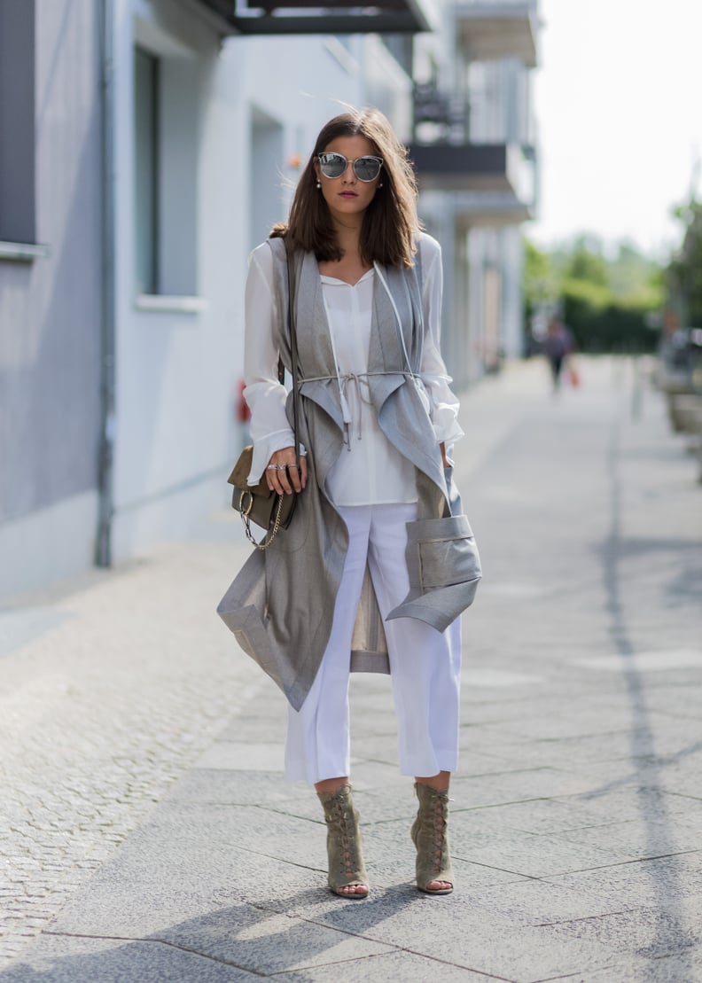 Layered neutrals with high heels