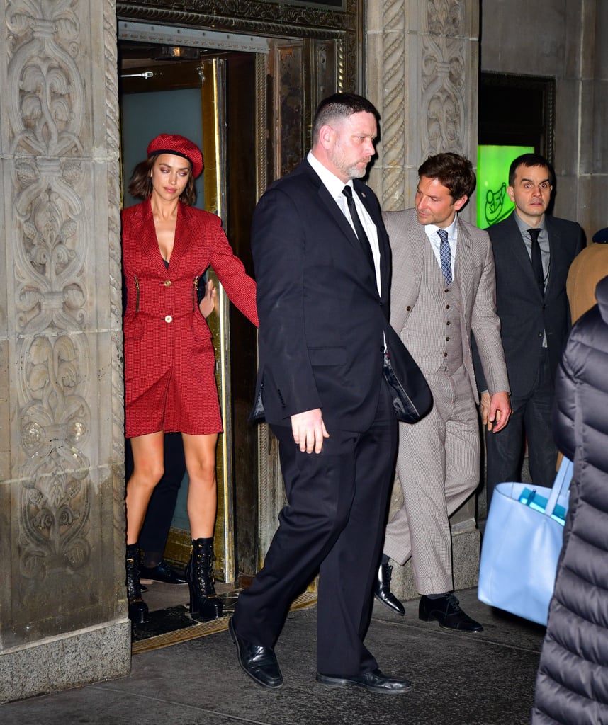 Irina Shayk Red Blazer Dress With Bradley Cooper