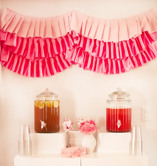 Drink Station Pink Ruffle Baby Shower Popsugar Family Photo 10 Drink Station Pink Ruffle Baby Shower Popsugar Family Photo 10