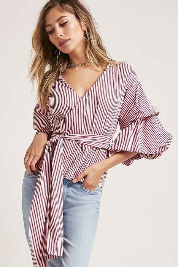 Forever 21 Striped Puff-Sleeve Top