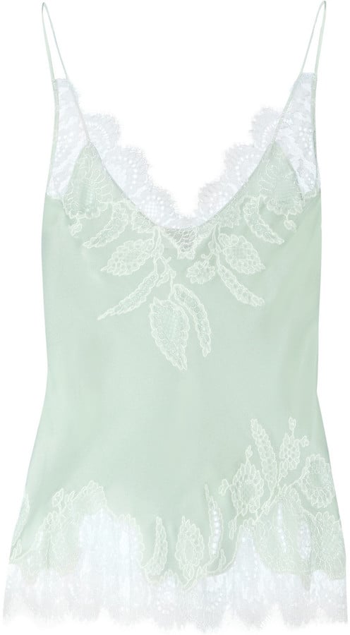 Carine Gilson Chantilly Lace-Trimmed Silk-Satin Camisole ($735)