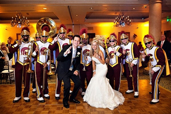 Give a shout-out to your college years by hiring a marching band to play during your dance floor debut or escort guests to the cocktail hour.