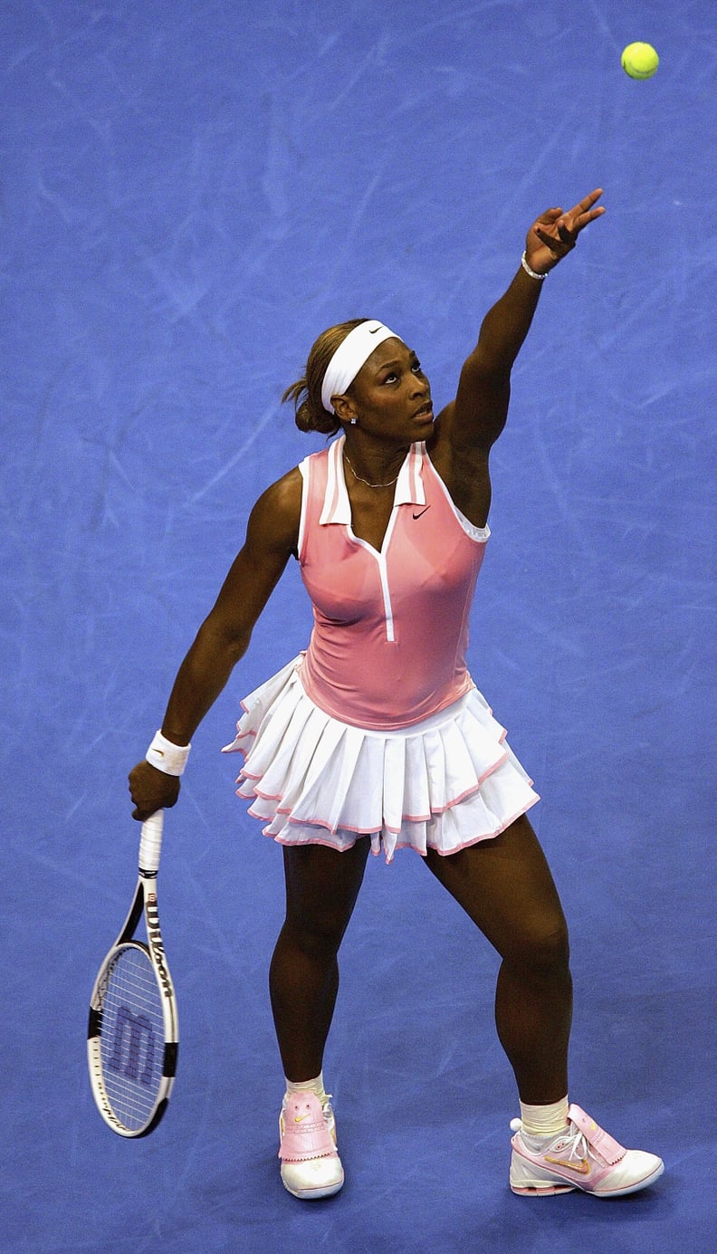 Serena Williams Wearing Pink and White at the WTA Tour Tennis Championships in 2004