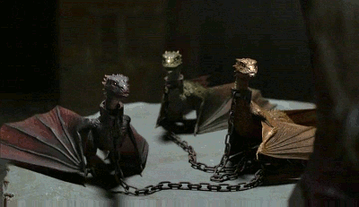 Drogon, Rhaegal, and Viserion