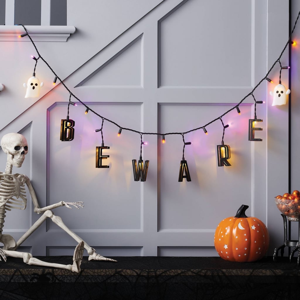 A Creepy Warning: LED Beware Halloween String Lights Orange/Purple