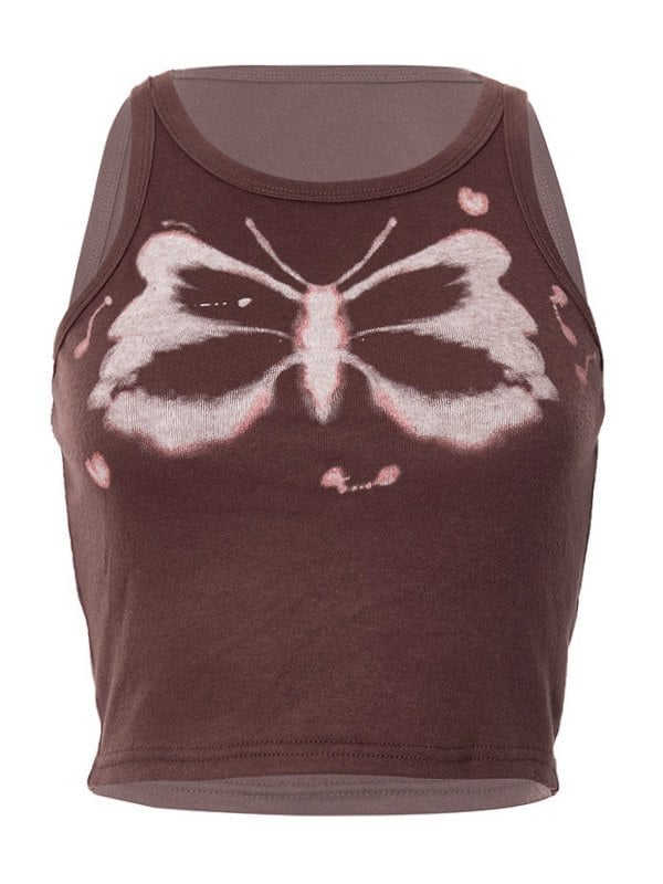 Emmiol Butterfly Graphic Crop Tank Top