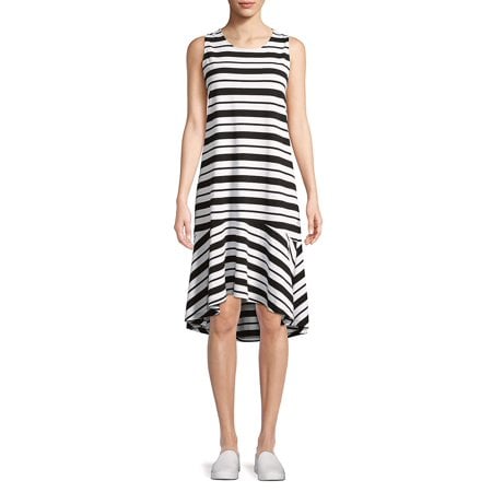 Lord & Taylor Asymmetrical-Hem Stripe Dress | Plus-Size Dresses at ...