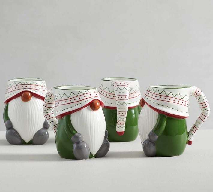 Festive Gnome-Shaped Ceramic Mugs