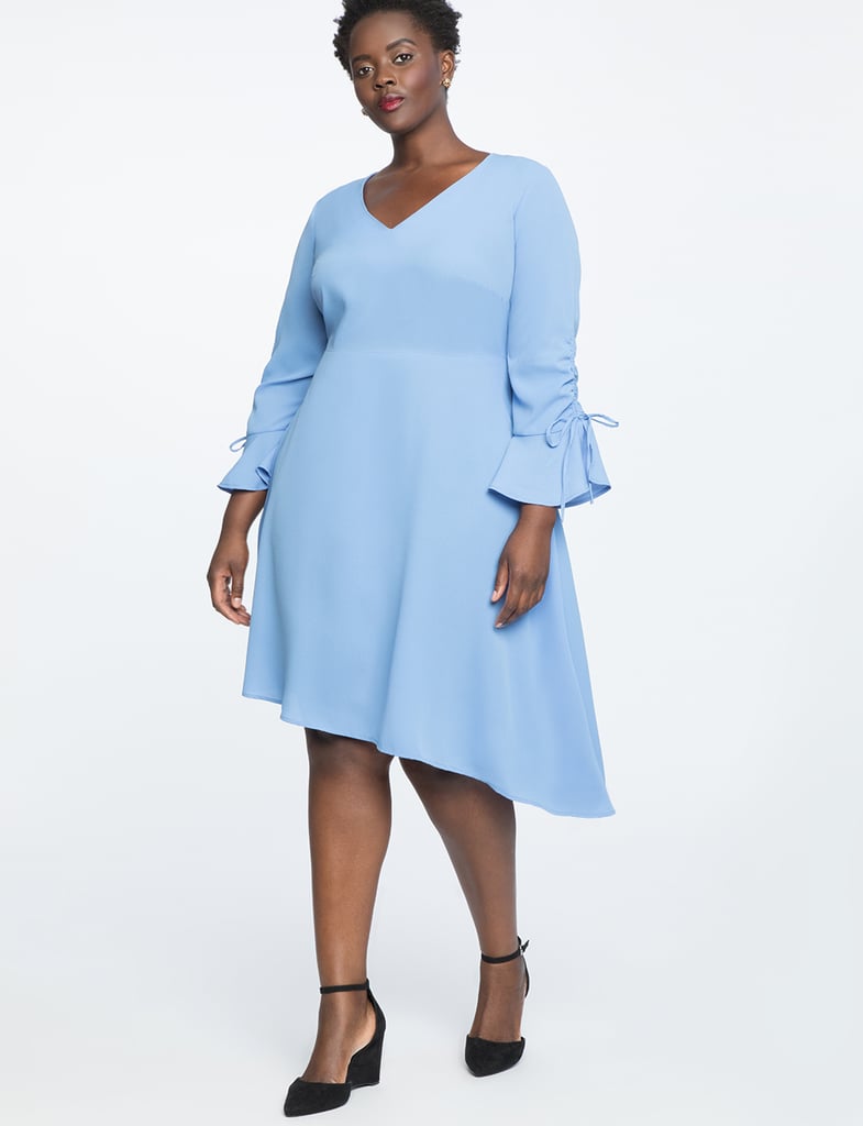 ELOQUII Gathered Sleeve Flounce Dress
