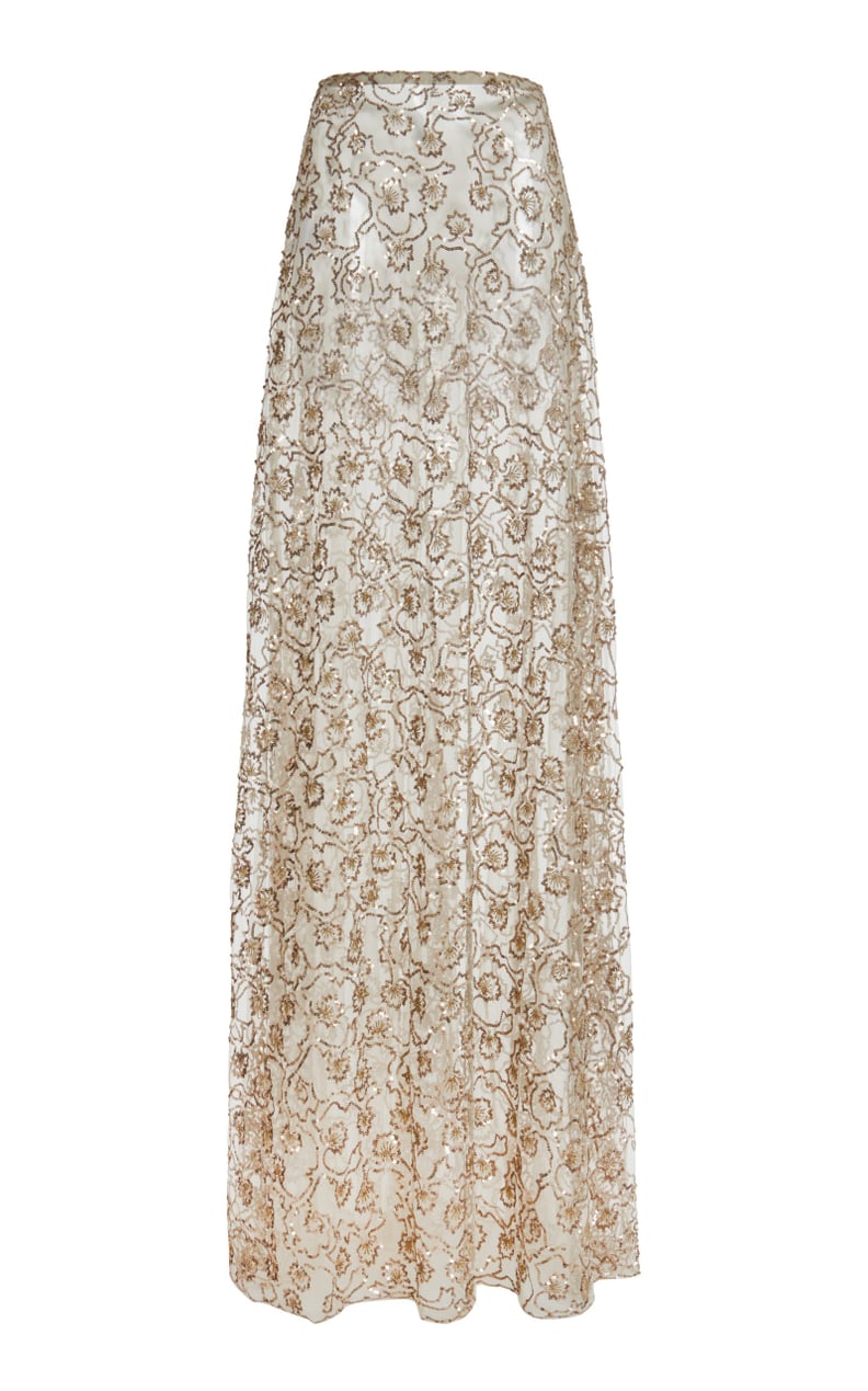 Valentino Tulle Illusione Embellished Maxi Skirt