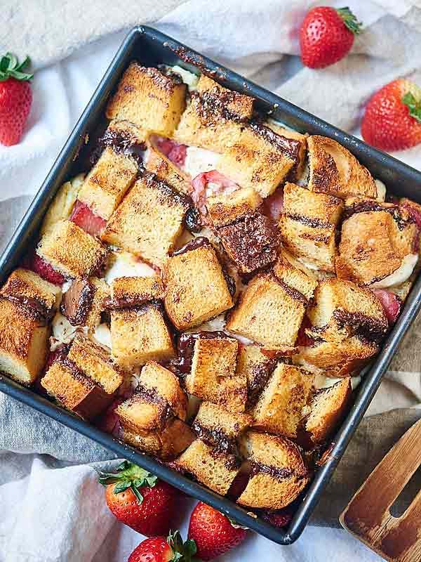 Strawberry Nutella Cream Cheese French Toast Casserole Breakfast
