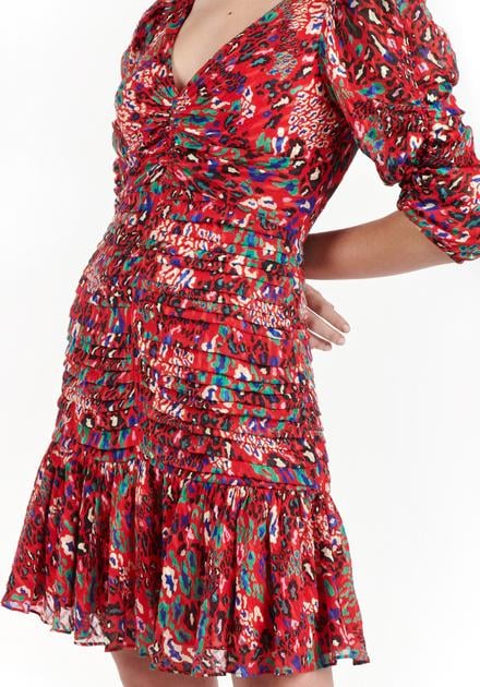 Tanya Taylor Pansy Ruched & Pleated Silk Dress
