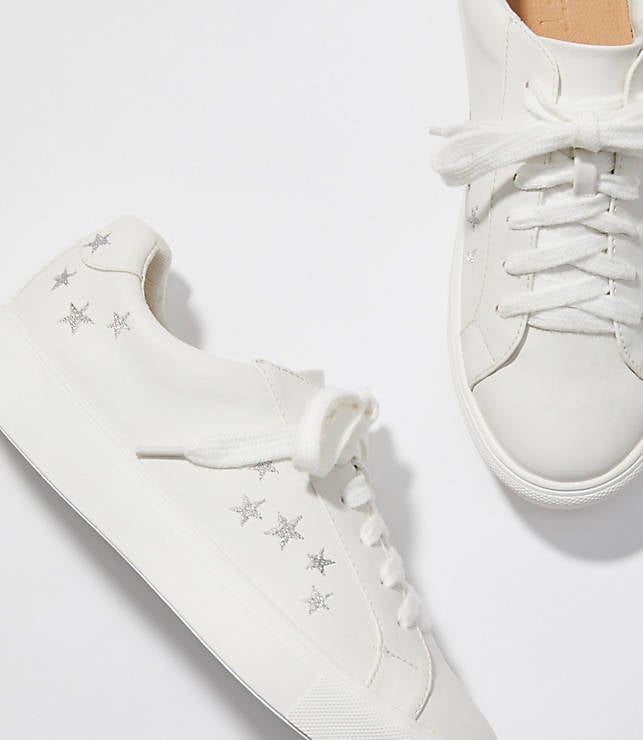 LOFT Shimmer Star Embroidered Sneakers