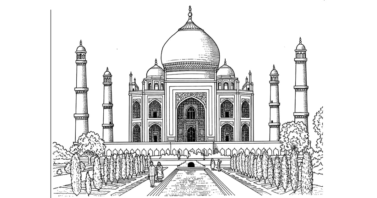 Get The Coloring Page Taj Mahal Free Colouring Pages For