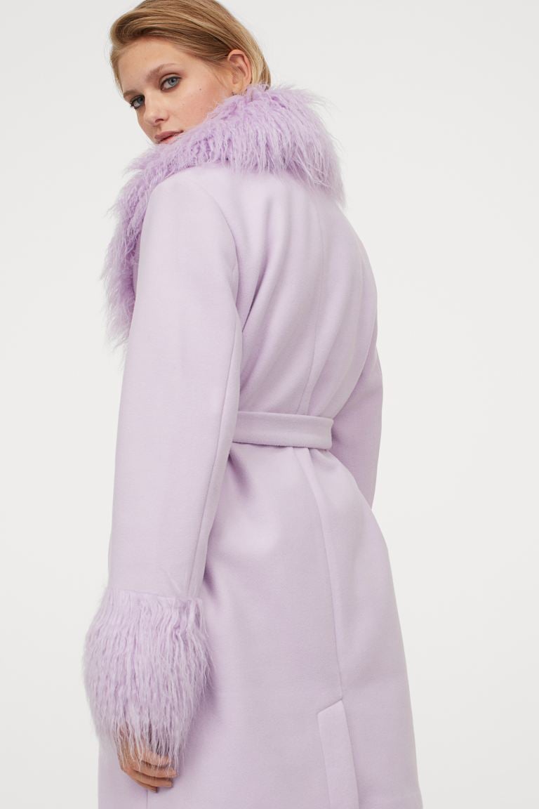 H&m fur trim coat clearance