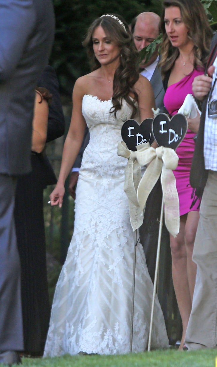 Brian's bride, Celeste Ackelson, wore a strapless gown 