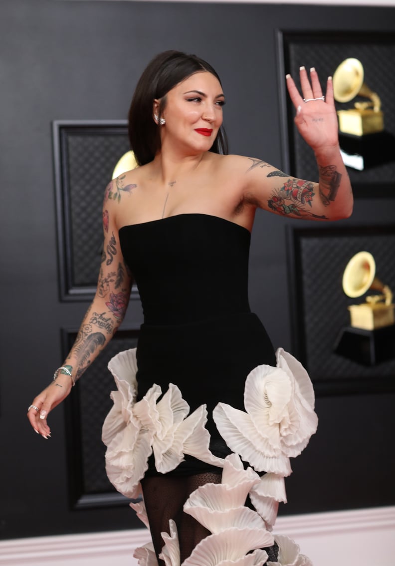 Los Angeles, CA - March 14: Julia Michaels on the red carpet at the 63rd Annual Grammy Awards, at the Los Angeles Convention Center, in downtown Los Angeles, CA, Sunday, Mar. 14, 2021. (Jay L. Clendenin / Los Angeles Times via Getty Images)