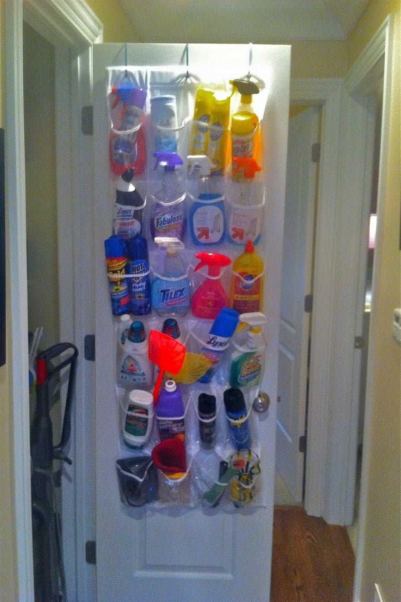 Cleaning Supplies in a Shoe Organizer